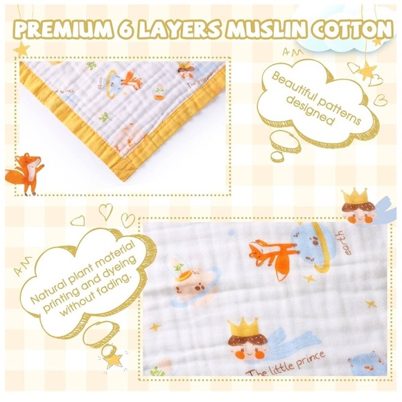 NWT Baby Boy Muslin Swaddle Blanket - says little prince on it - Picture 3 of 6